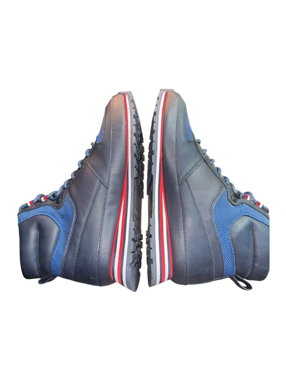 Men’s Tommy Hilfiger “Morien” Navy Blue High-Top Red/White Trim Hiker Boots - 10